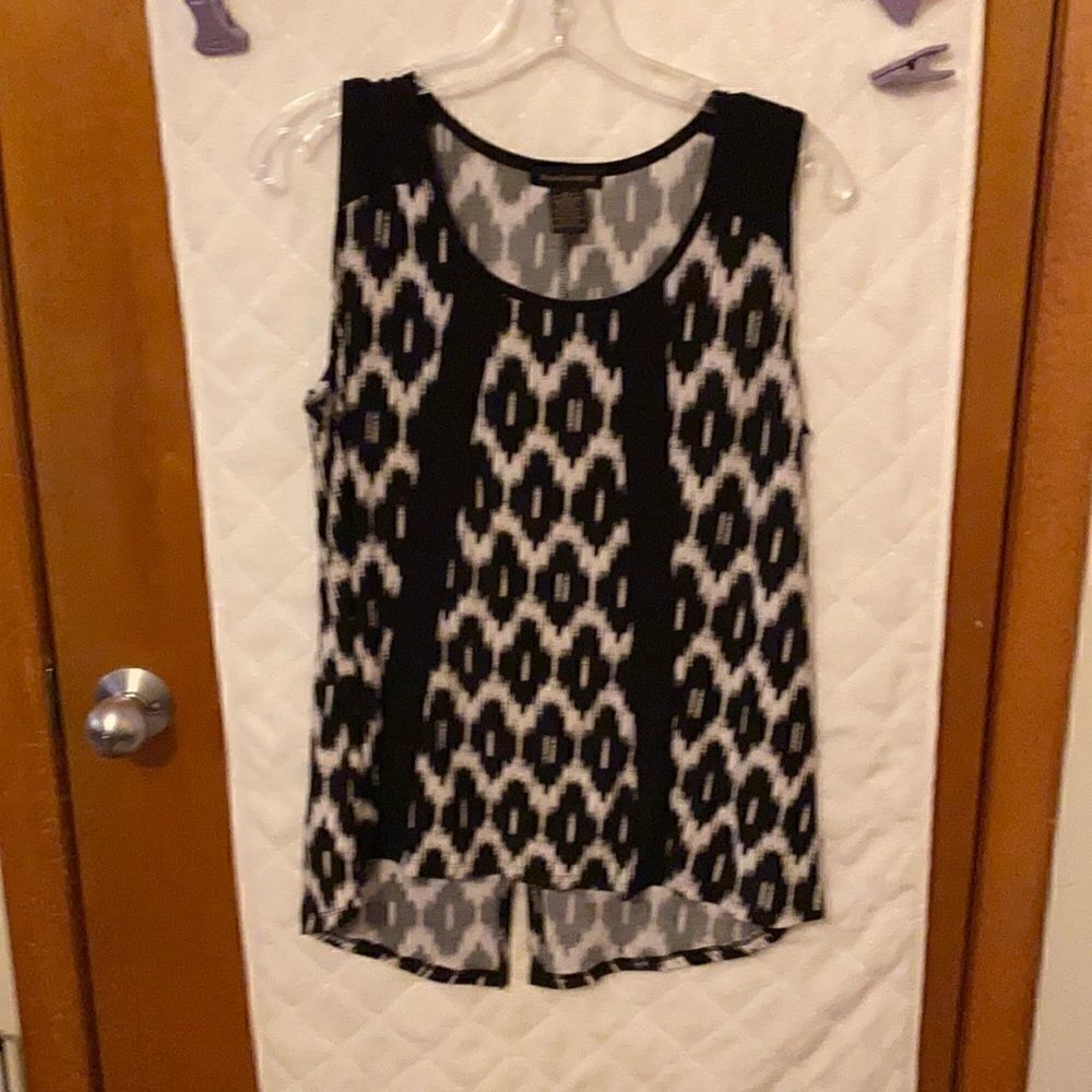 Cream and black patterned blouse